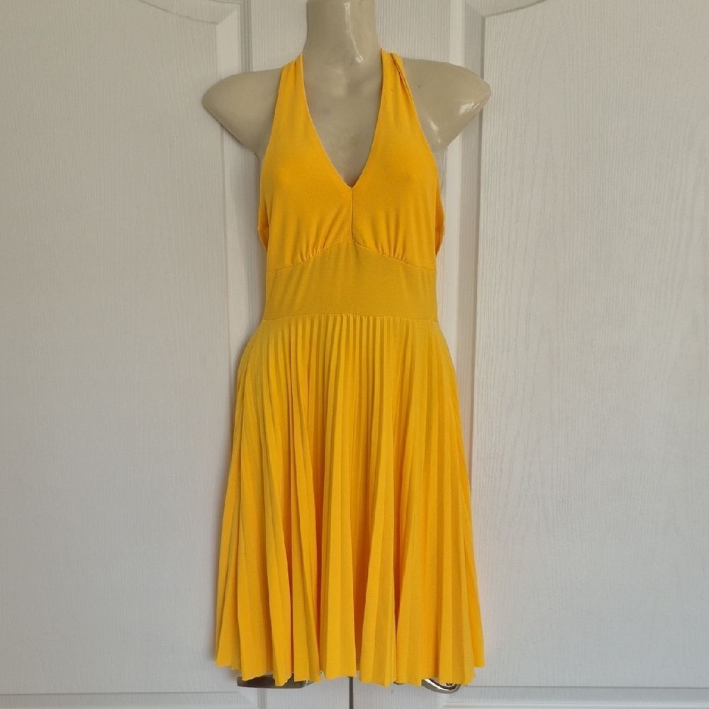 Urban Behavior Vibrant Yellow Backless Halter Dress